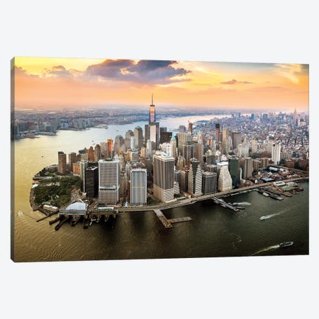 One World Trade Center Sunset Aerial  Canvas Print #SKR164} by Susanne Kremer Canvas Print