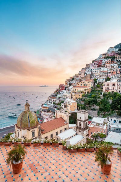 Tramonto Pastello Positano by Susanne Kremer framed canvas print