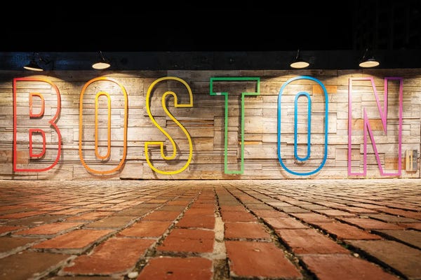 Boston Sign At Night