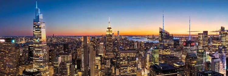 Panoramic New York Skyline At Night