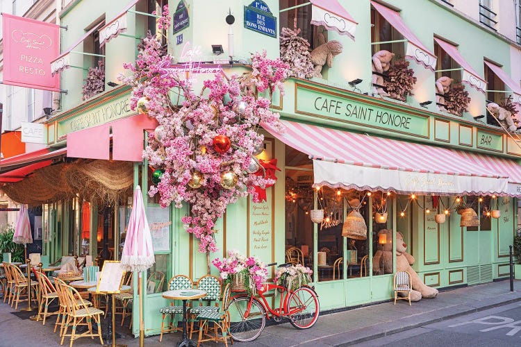 Cafe And Bicycle In Paris by Susanne Kremer wall art