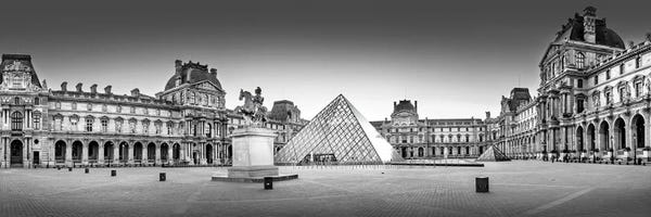 Canvas Print: Paris Louvre Panorama Noir by Susanne Kremer