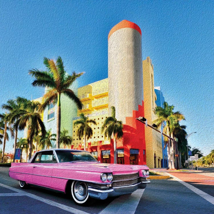 Pink Cadillac Miami Art District II by Susanne Kremer wall art