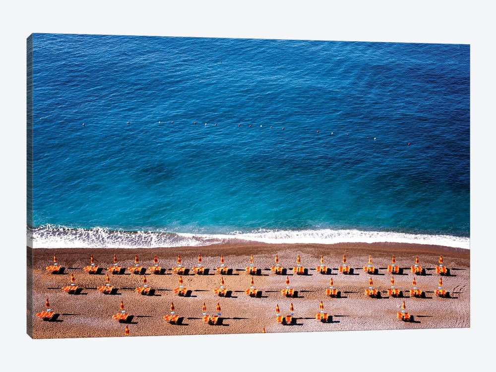 Positano Beach With Umbrellas And Chairs by Susanne Kremer 1-piece Canvas Wall Art