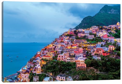 Positano, Illuminated  Canvas Art Print - Amalfi Coast Art