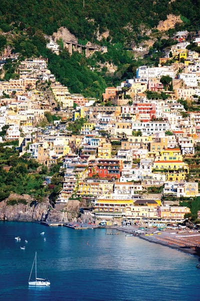 Large Scenic & Landscape Art - Canvas Prints: Positano, View Of Town  by Susanne Kremer