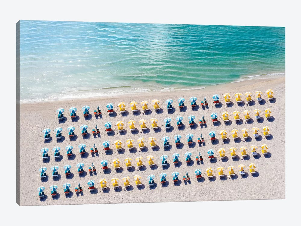 Aerial Beach Chairs and Umbrellas by Susanne Kremer 1-piece Art Print