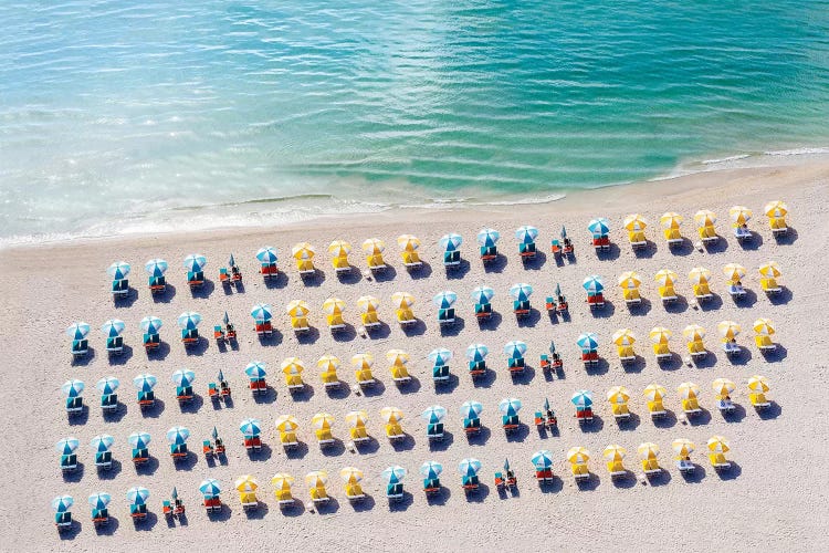 Aerial Beach Chairs and Umbrellas