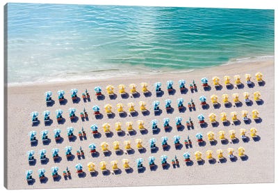 Aerial Beach Chairs and Umbrellas Canvas Art Print - Aerial Photography
