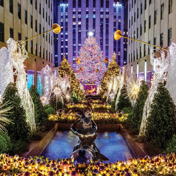 Rockefeller Center with Christmas Tree and Angels I