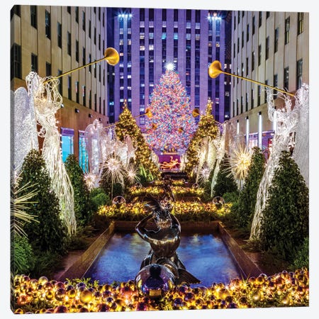 Rockefeller Center with Christmas Tree and Angels I Canvas Print #SKR200} by Susanne Kremer Canvas Art Print