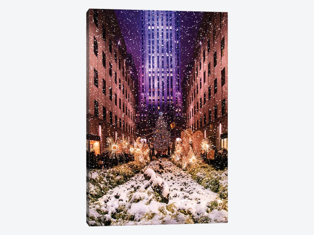 Rockefeller Center with Christmas Tree and Angels II by Susanne Kremer 1-piece Canvas Art Print