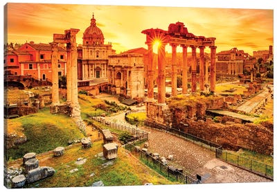 Roman Forum II Canvas Art Print - Monochromatic Photography