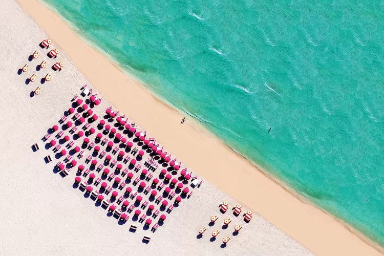 South Beach With Chairs And Umbrella 