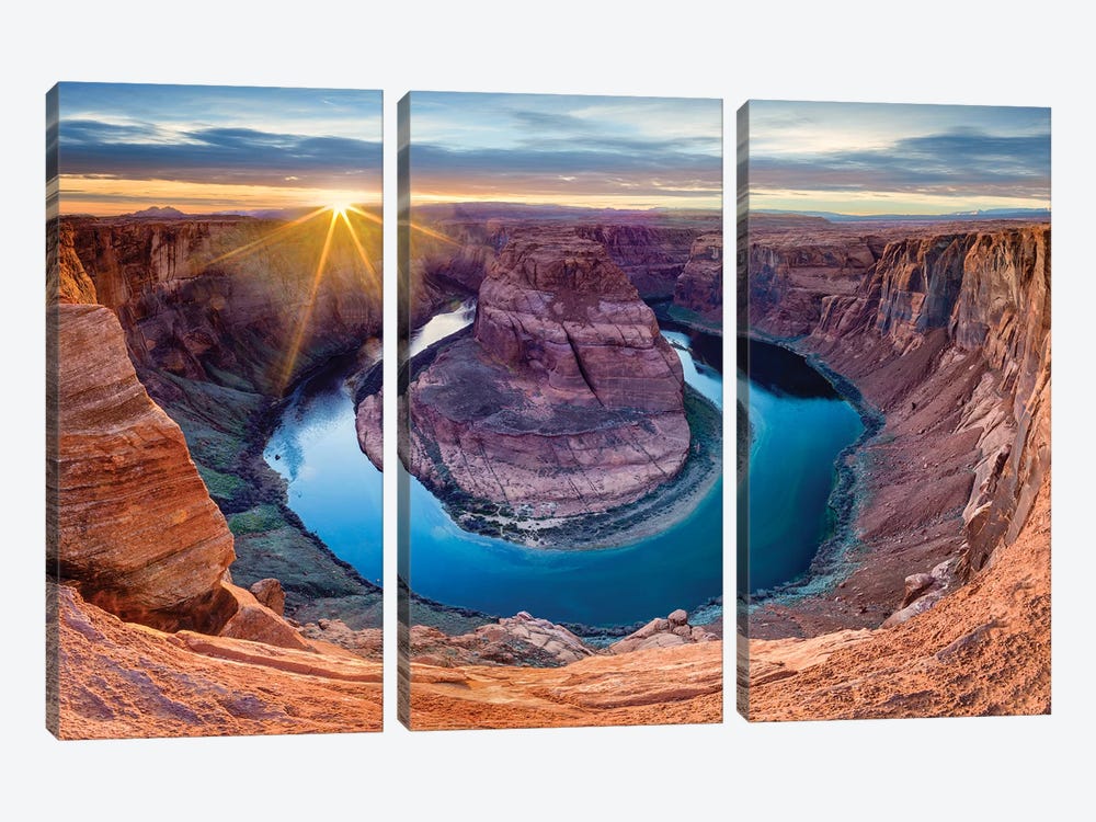 Sunset At Horseshoe Bend and Colorado River   by Susanne Kremer 3-piece Art Print