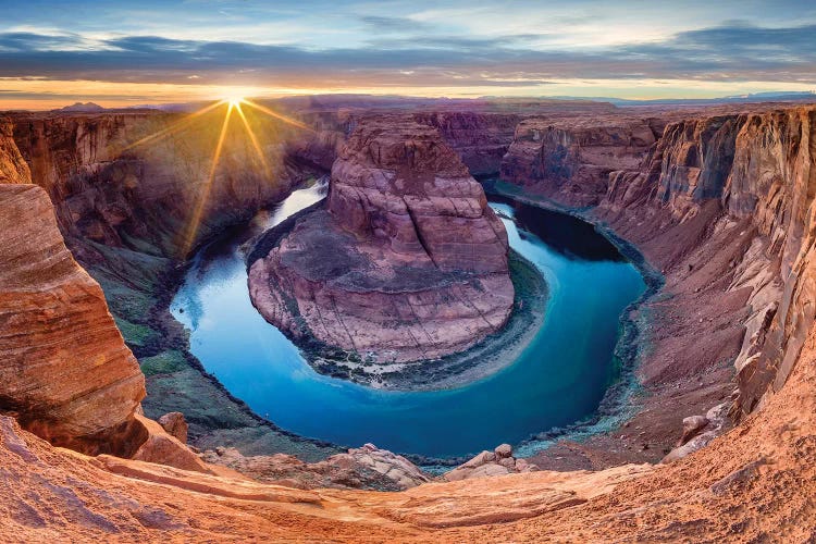 Sunset At Horseshoe Bend and Colorado River  