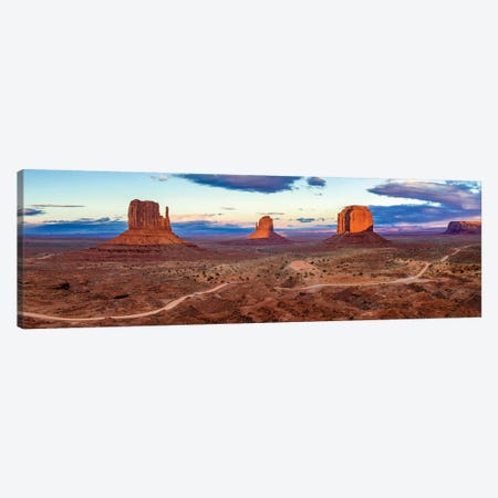 Sunset Monument Valley Navajo Tribal Park I Canvas Print #SKR233} by Susanne Kremer Canvas Artwork