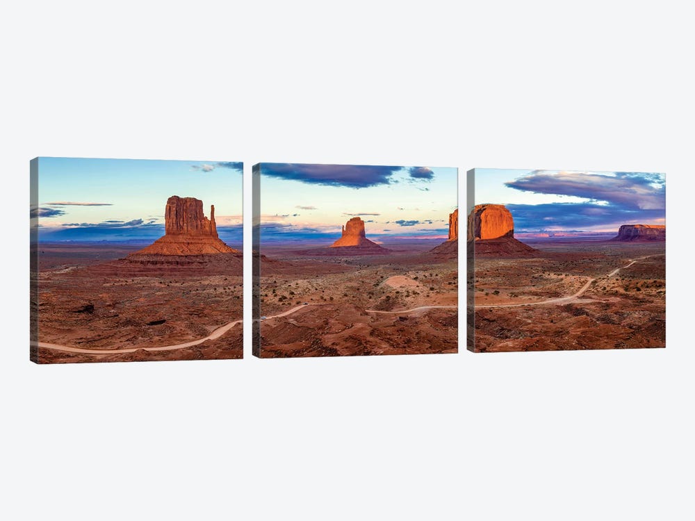 Sunset Monument Valley Navajo Tribal Park I 3-piece Canvas Artwork