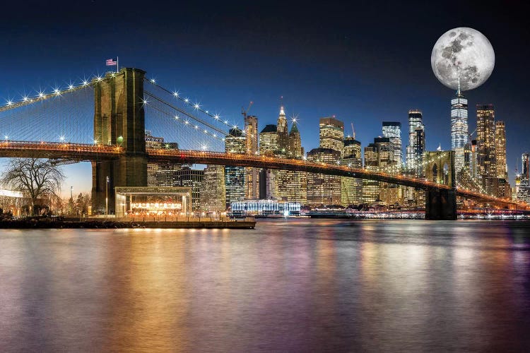 Brooklyn Bridge Manhattan Skyline by Susanne Kremer wall art