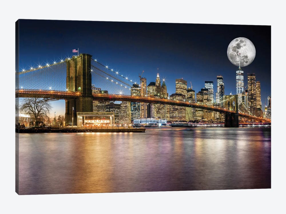 Brooklyn Bridge Manhattan Skyline by Susanne Kremer 1-piece Canvas Art