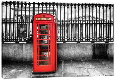 Telephone Booth At The British Museum  Canvas Art Print - London Art