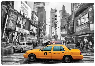 Times Square Yellow Cab I Canvas Art Print - Famous Architecture & Engineering