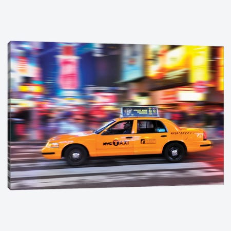 Times Square Yellow Cab II Canvas Print #SKR249} by Susanne Kremer Canvas Art Print