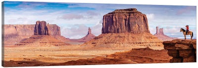 Tom Ford Point Navajo Man On Horse  Canvas Art Print - Desert Landscape Photography