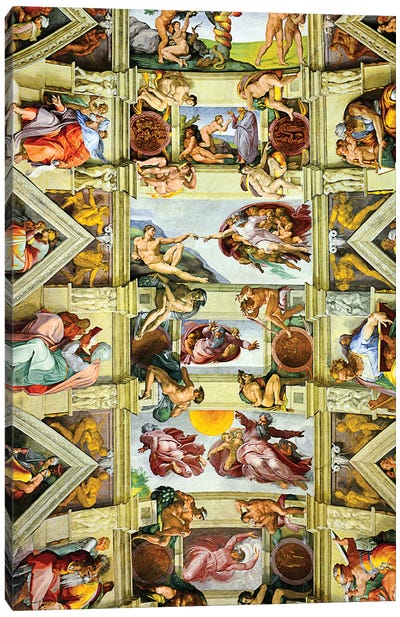 Vatican Museum Sistine Chapel, Ceiling Miachel Angelo  Canvas Art Print - Dark Academia