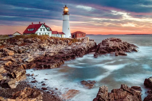 Lighthouses: Cape Elizabeth Lighthouse On A Stormy Morning by Susanne Kremer