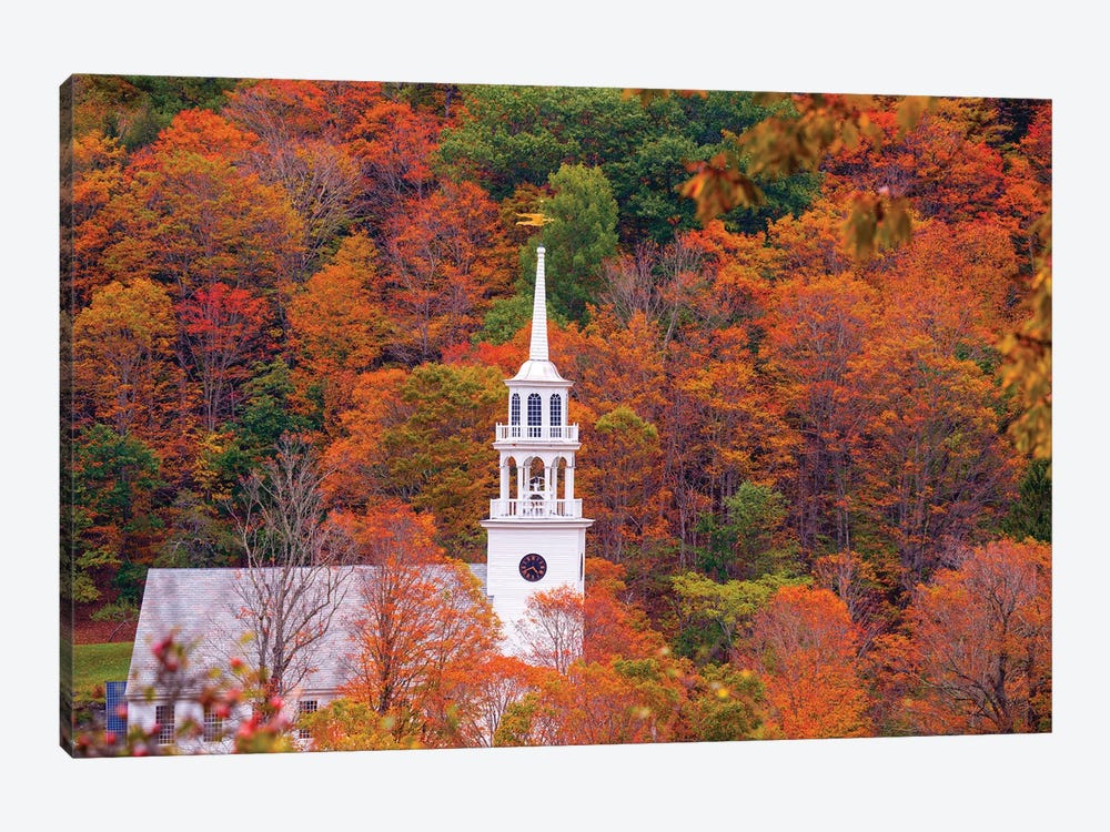 Church With Fall Foliage In Vermont New England by Susanne Kremer 1-piece Canvas Art