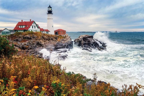 Maine: Cape Elizabeth Lighthouse Stormy Morning Portland Maine by Susanne Kremer