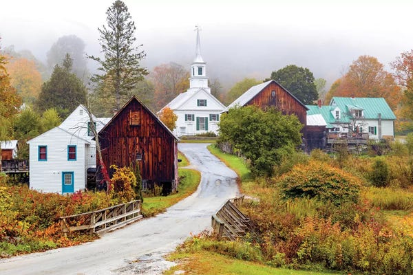Vermont: Waits River White Church,Vermont New England by Susanne Kremer