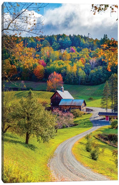 Farm In Woodstock Vermont New England In Autumn Canvas Art Print - Vermont