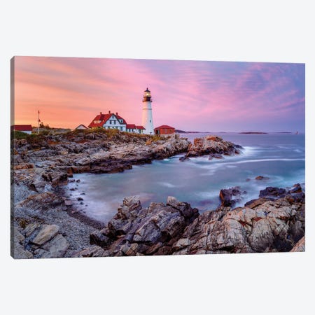 Cape Elizabeth Fiery Sunset,Portland Maine New England Canvas Print #SKR283} by Susanne Kremer Canvas Art Print