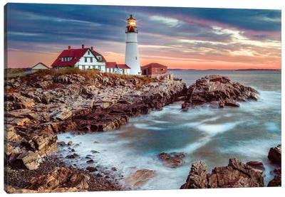 Cape Elizabeth Stormy Sunrise ,Portland Maine New England Canvas Art Print