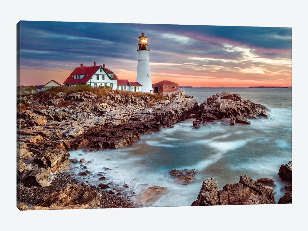 Cape Elizabeth Stormy Sunrise ,Portland Maine New England by Susanne Kremer 1-piece Canvas Art