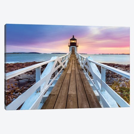 Marshall Pointe Lighthouse Sunset, Port Clyde,Maine Canvas Print #SKR288} by Susanne Kremer Canvas Print