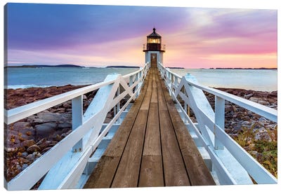 Marshall Pointe Lighthouse Sunset, Port Clyde,Maine Canvas Art Print - Maine