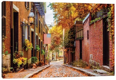 Boston In Autumn Canvas Art Print - Massachusetts Art