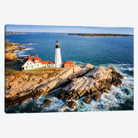 Aerial View Of Cape Elizabeth Lighthouse,Portland Maine Canvas Print #SKR294} by Susanne Kremer Art Print