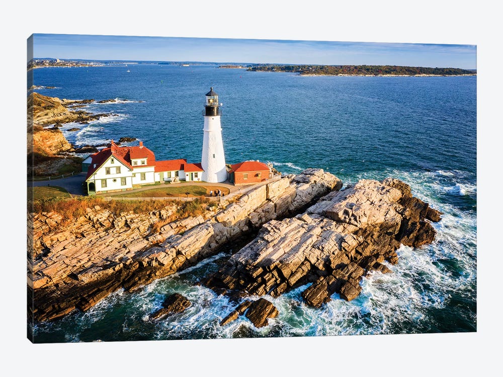 Aerial View Of Cape Elizabeth Lighthouse,Portland Maine by Susanne Kremer 1-piece Canvas Art Print