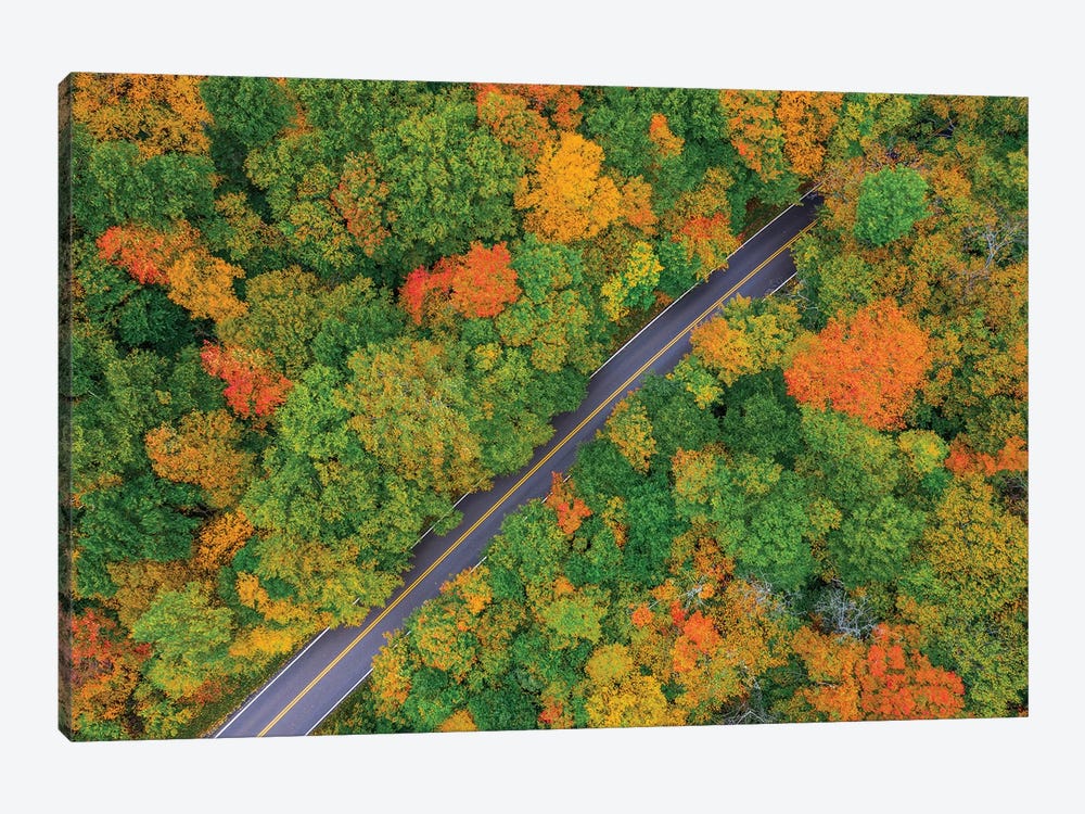 Aerial View Smugglers Notch Fall Foliage Vermont by Susanne Kremer 1-piece Canvas Wall Art