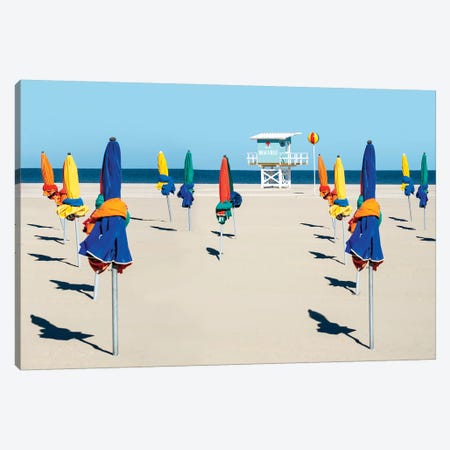 Colorful Beach Umbrellas In Deauville Normandy France Canvas Print #SKR304} by Susanne Kremer Art Print