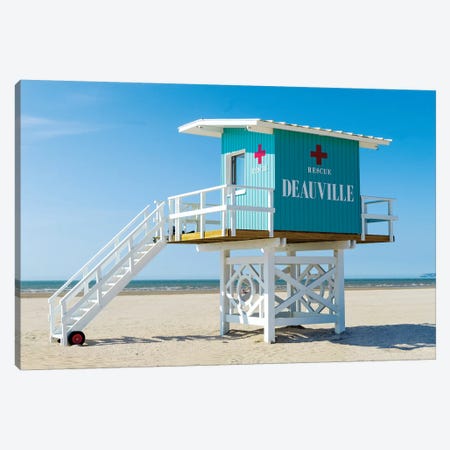 Lifeguardhouse At The Beach In Deauville, Normandy , France Canvas Print #SKR307} by Susanne Kremer Art Print