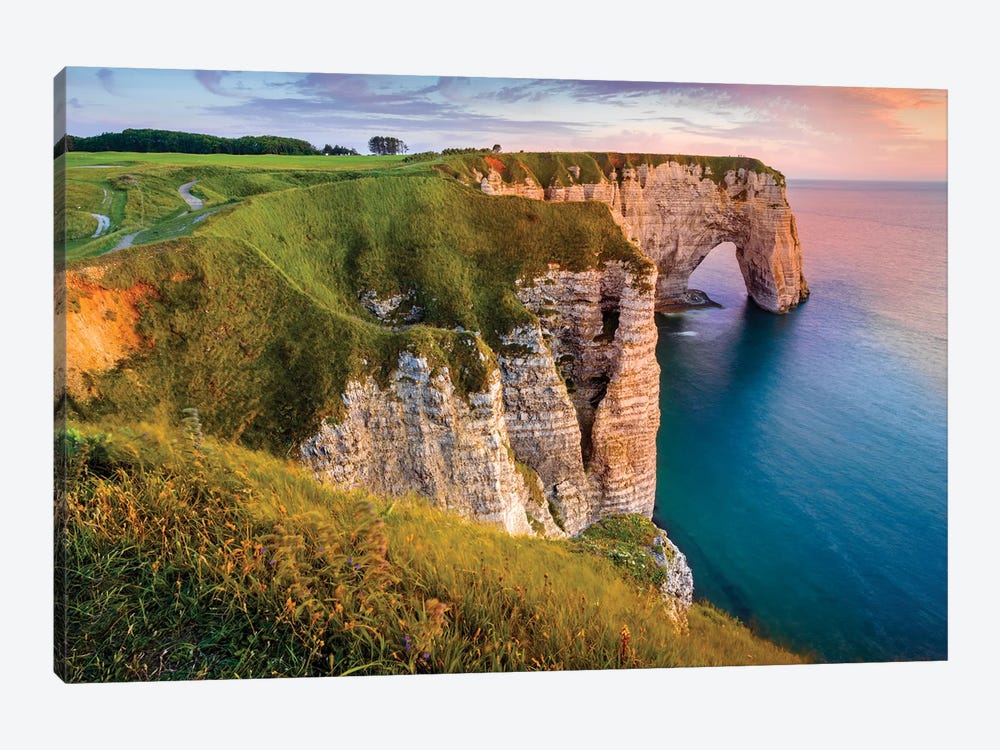 Cliff At Sunset In Etretat Normandy France by Susanne Kremer 1-piece Canvas Print