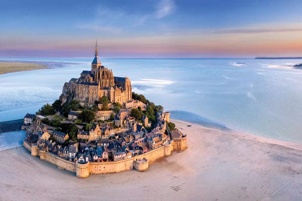 Normandy: Aerial View At Sunset Mont St Michel France Normandy by Susanne Kremer
