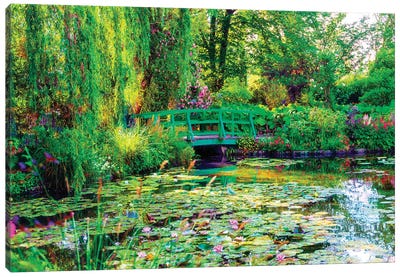 Monets Garden In Giverny France Canvas Art Print - Monochromatic Photography