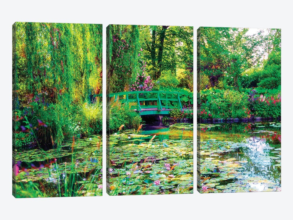 Monets Garden In Giverny France by Susanne Kremer 3-piece Canvas Print