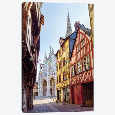Colorful Houses Historic Center Rouen France Canvas Print #SKR328} by Susanne Kremer Canvas Art